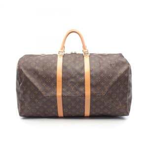 LOUIS VUITTON Brown Monogram Leather Keepall 55 Boston Bag